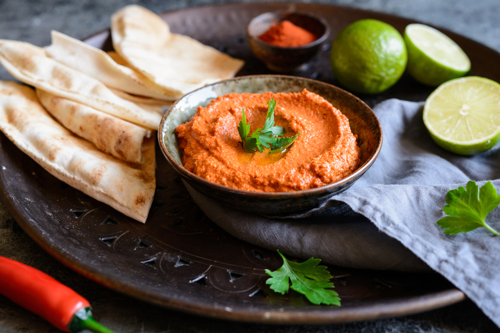 Pita chips with hummus