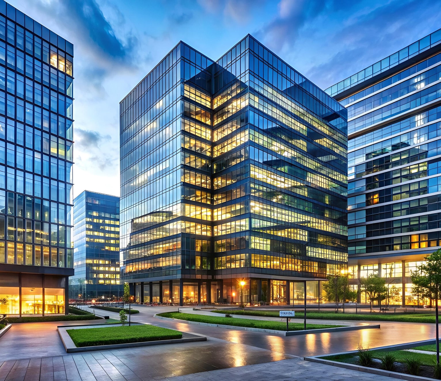 Corporate Campus lights on