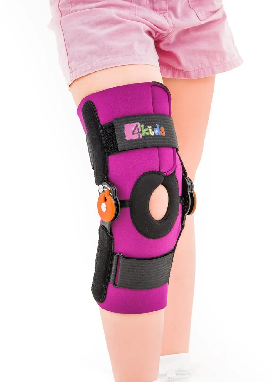A hinged knee orthosis.
