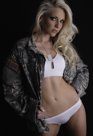 Girl with dog tags