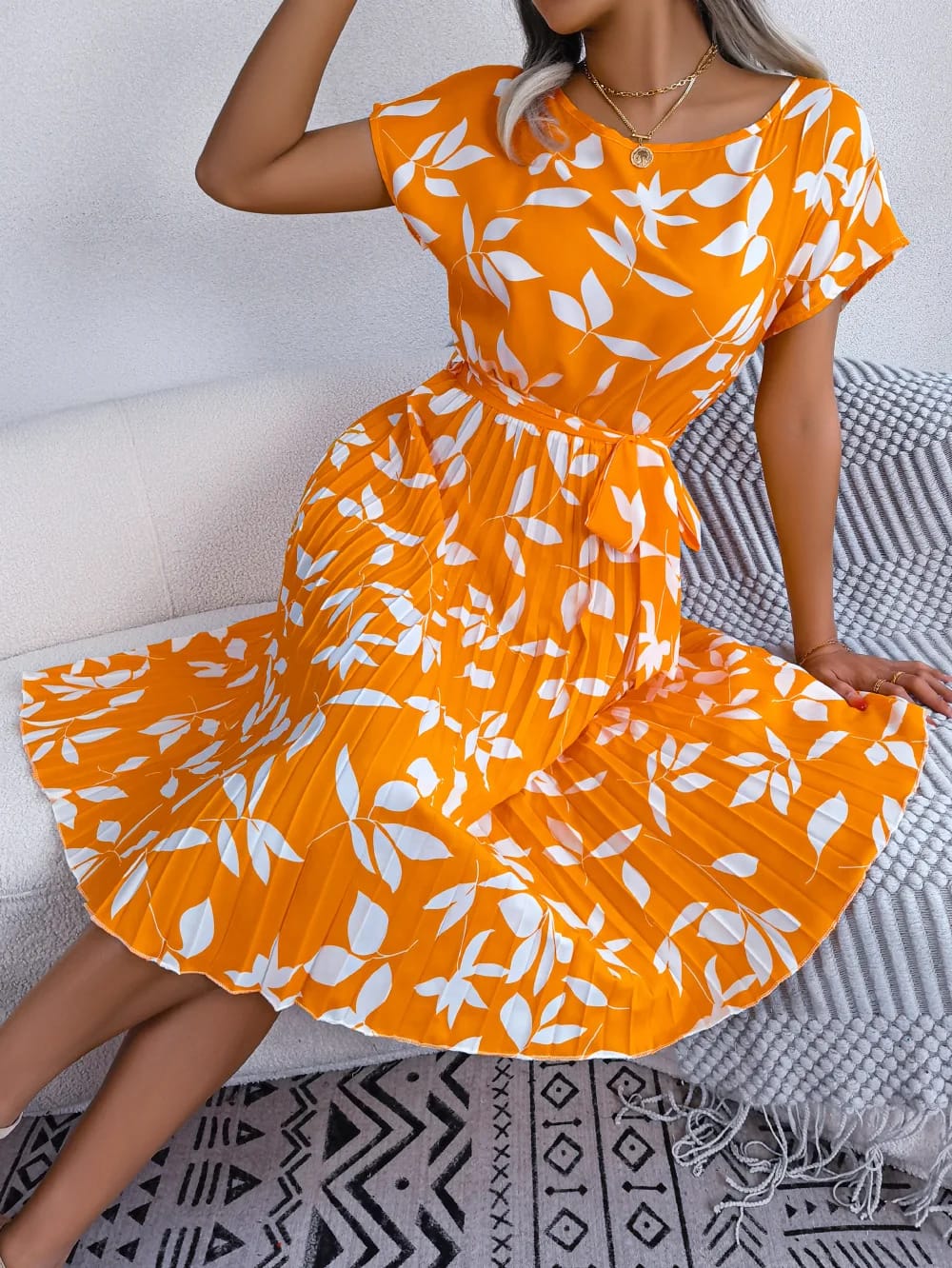Floral Print Belted Dress