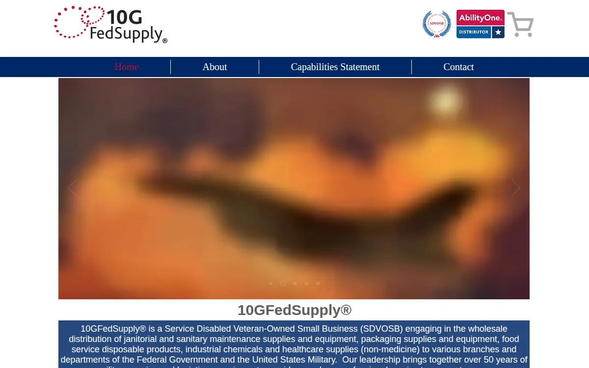 Homepage of 10gfedsupply, LLC
