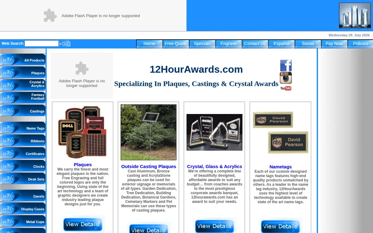 Homepage of Award Shoppe CORP