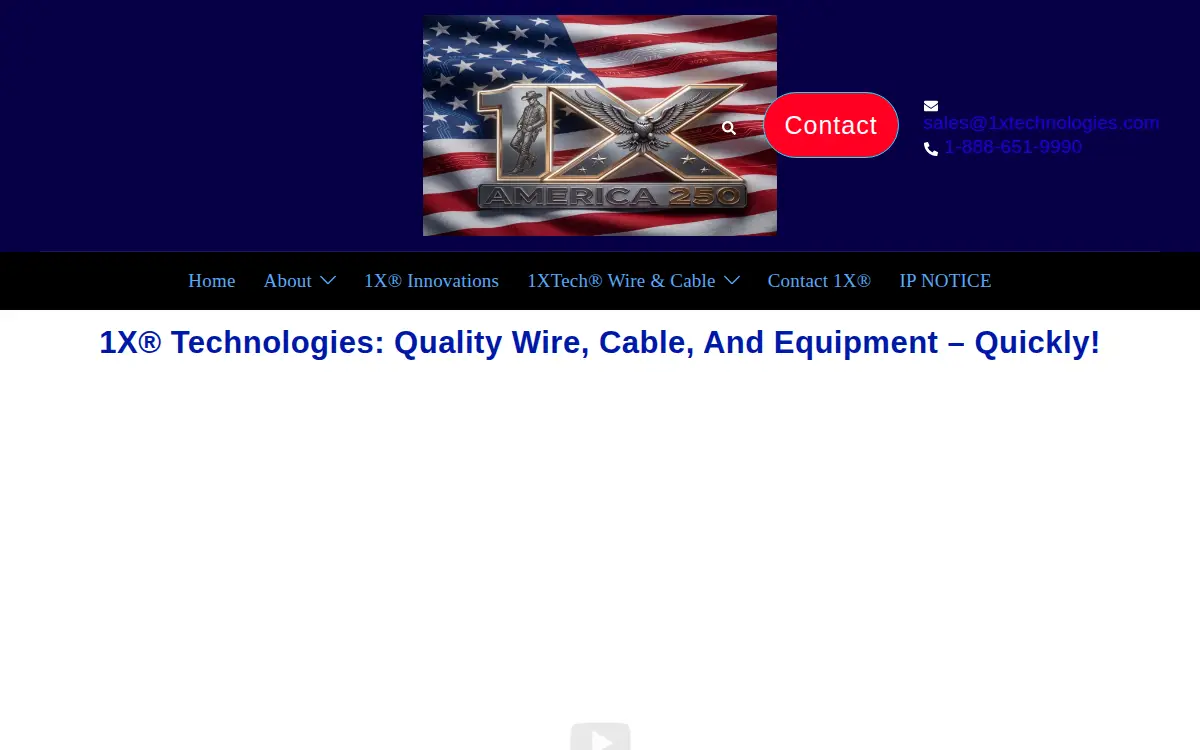 Homepage of 1x Technologies LLC