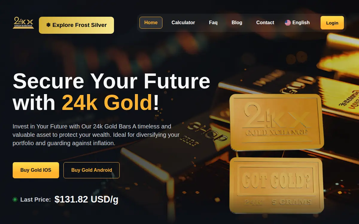 Homepage of 24k Gold Xchange, LLC