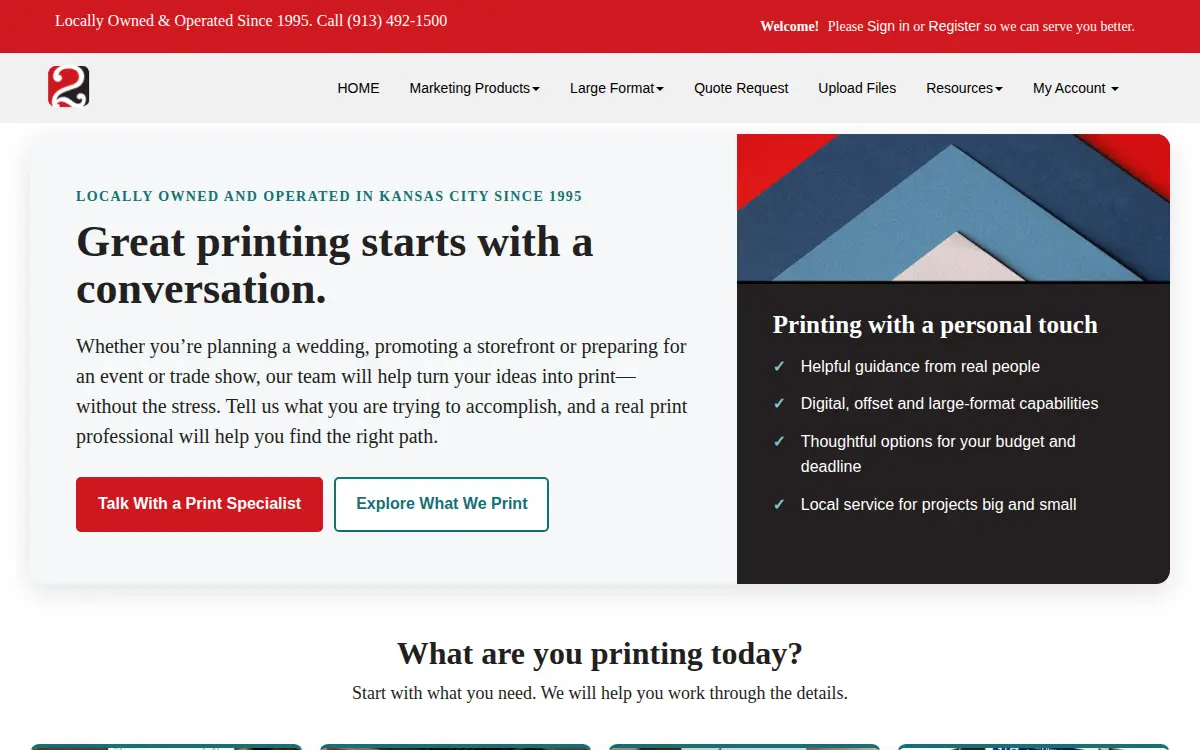Homepage of Printing Services INC