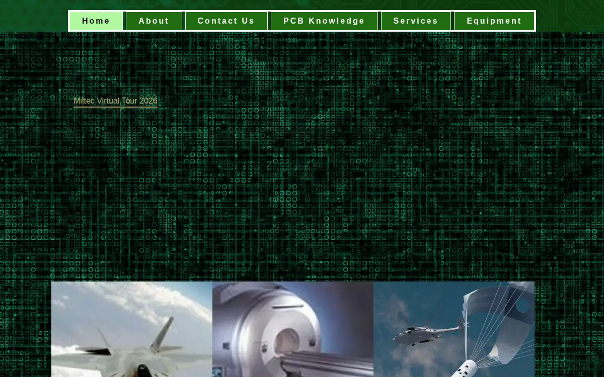 Homepage of Miltec Circuits, LLC