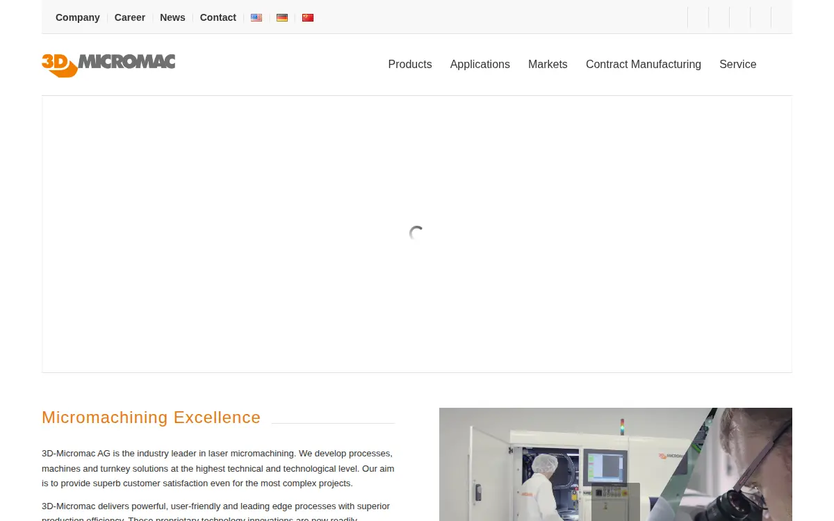 Homepage of 3d-micromac America LLC