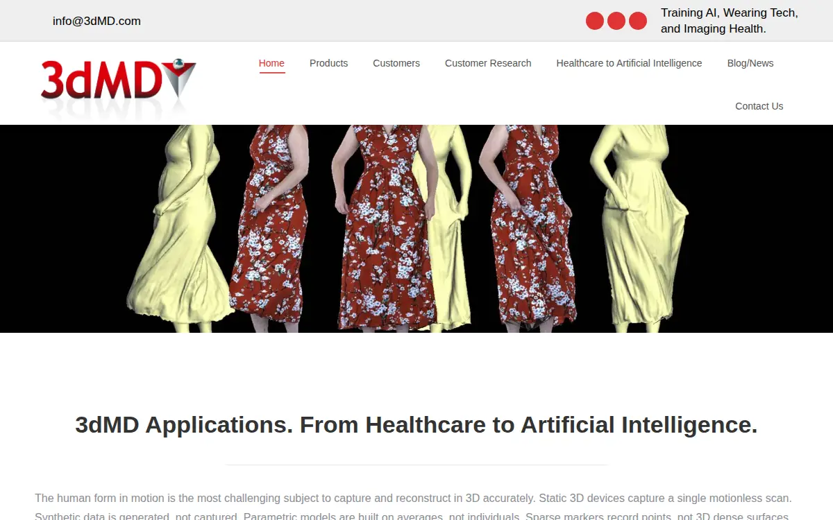 Homepage of 3dmd, LLC
