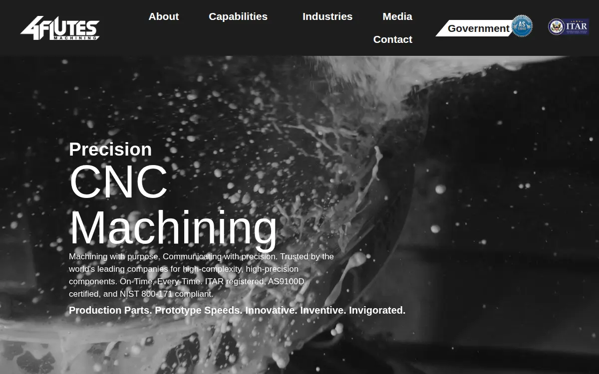 Homepage of 4 Flutes Machining, LLC