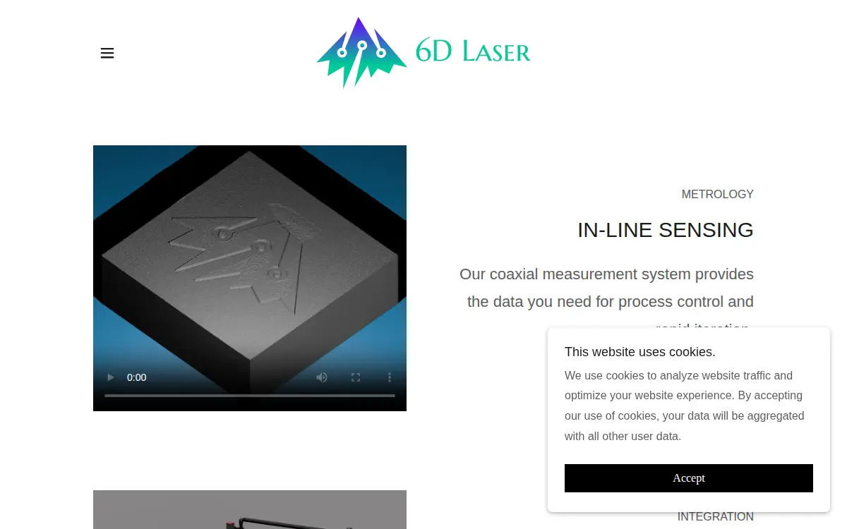 Homepage of 6-d Laser LLC