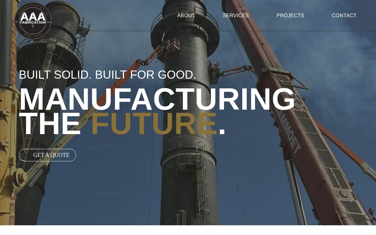 Homepage of Aaa Fabrication, LLC