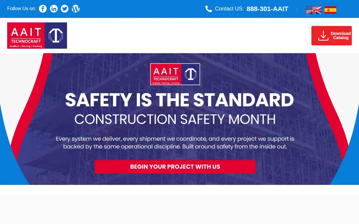 Homepage of Aait Technocraft Scaffold Distribution LLC