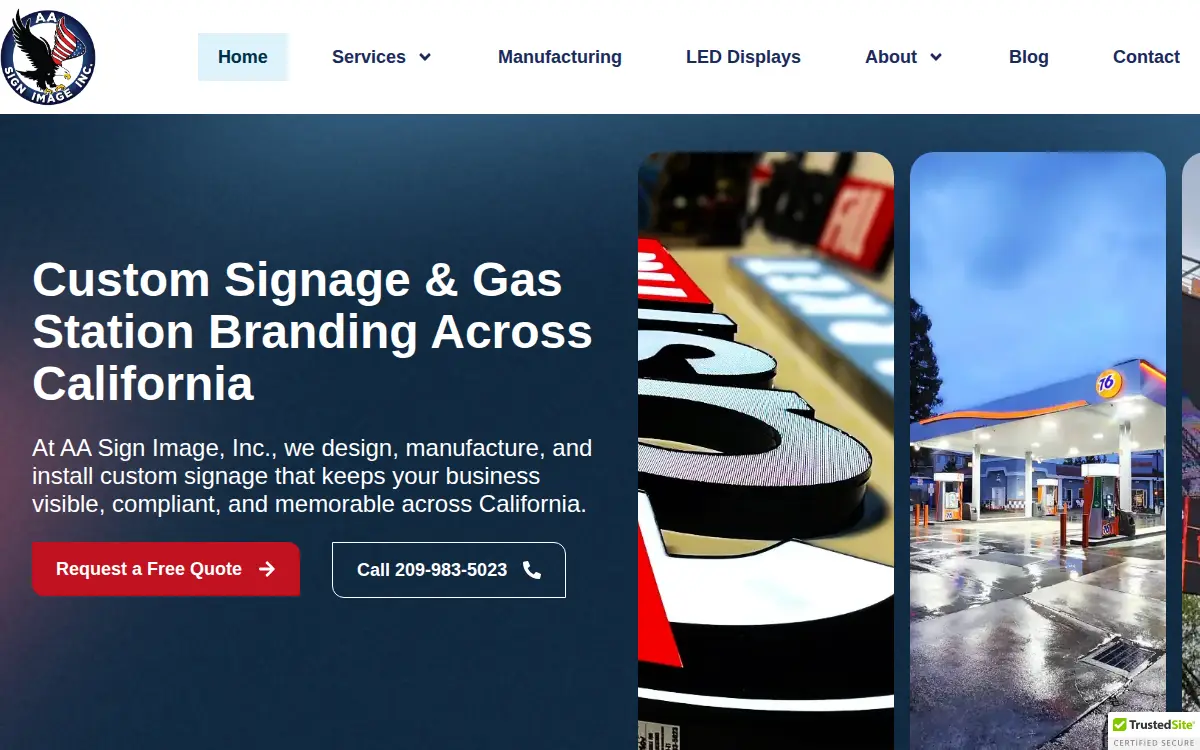 Homepage of Aa Sign Image, INC.