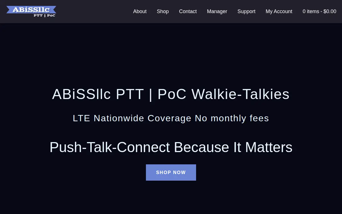 Homepage of Abiss LLC