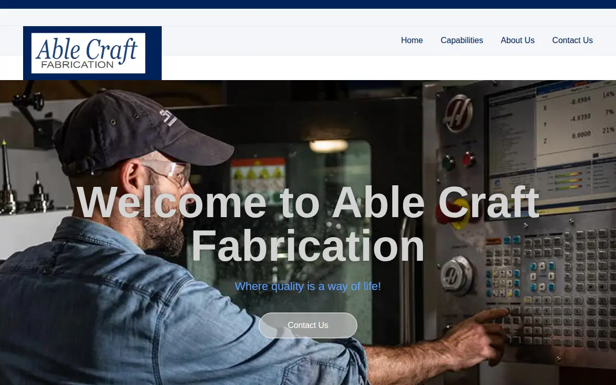 Homepage of Able Craft Fabrications, INC