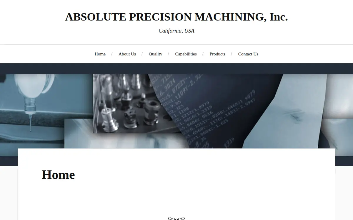 Homepage of Absolute Precision Machining, INC.