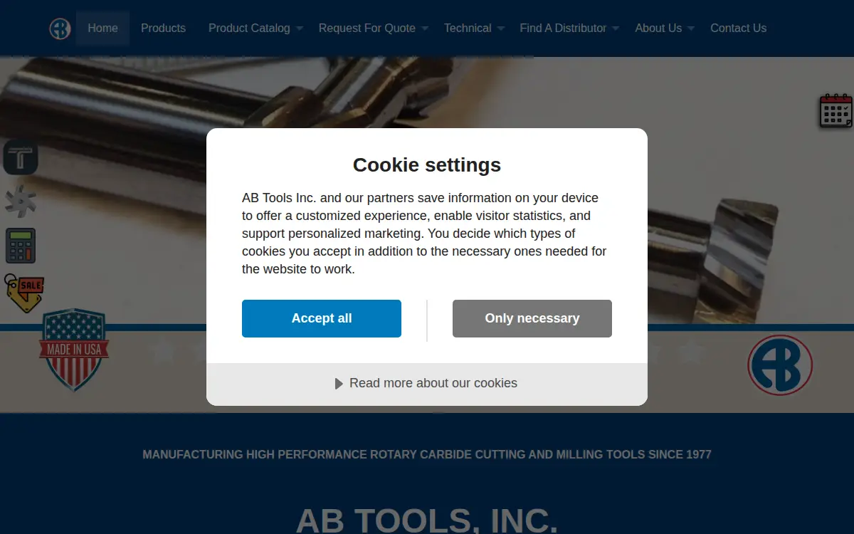 Homepage of A. B. Tools, INC