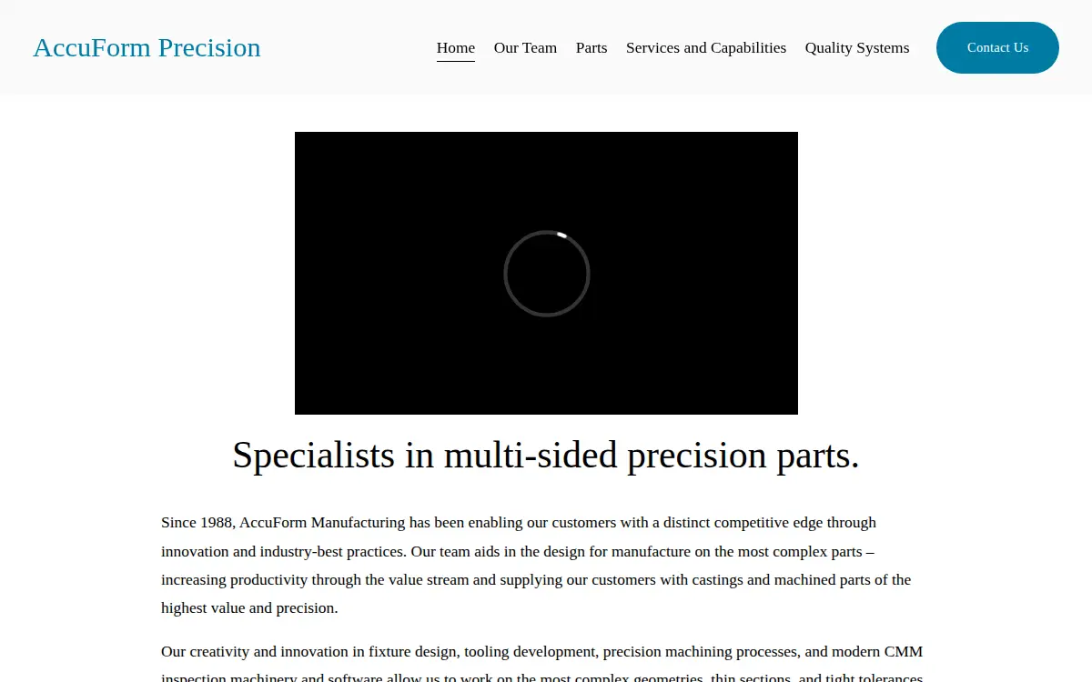 Homepage of Accuform Precision LLC
