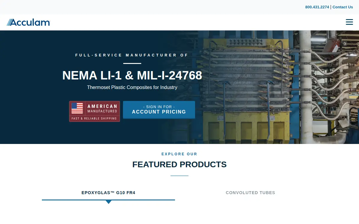 Homepage of Accurate Composites LLC