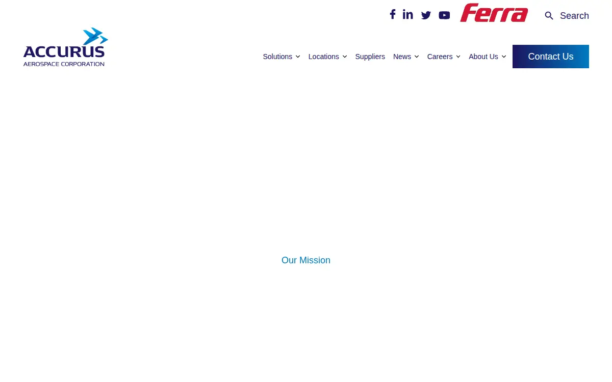 Homepage of Accurus Aerospace Athens, LLC