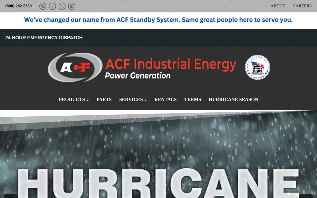 Homepage of Acf Standby Systems, LLC