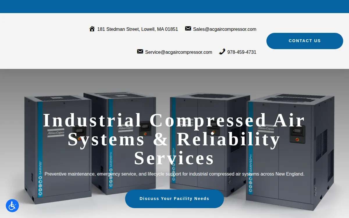 Homepage of Acg Air Compressor LLC