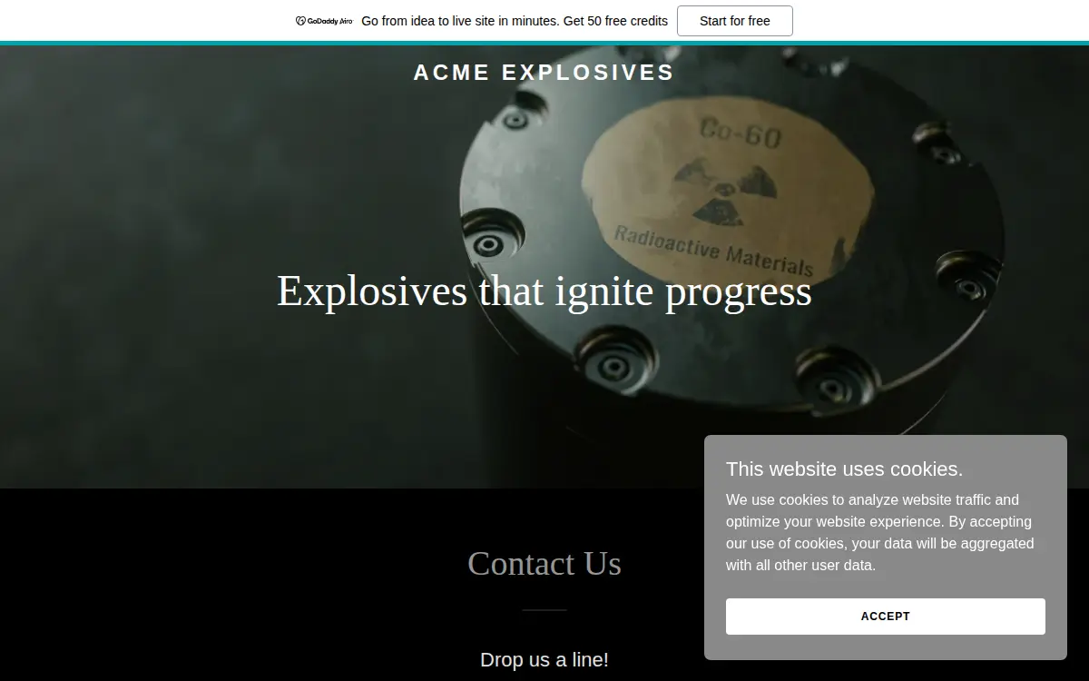 Homepage of Acme Explosives, LLC