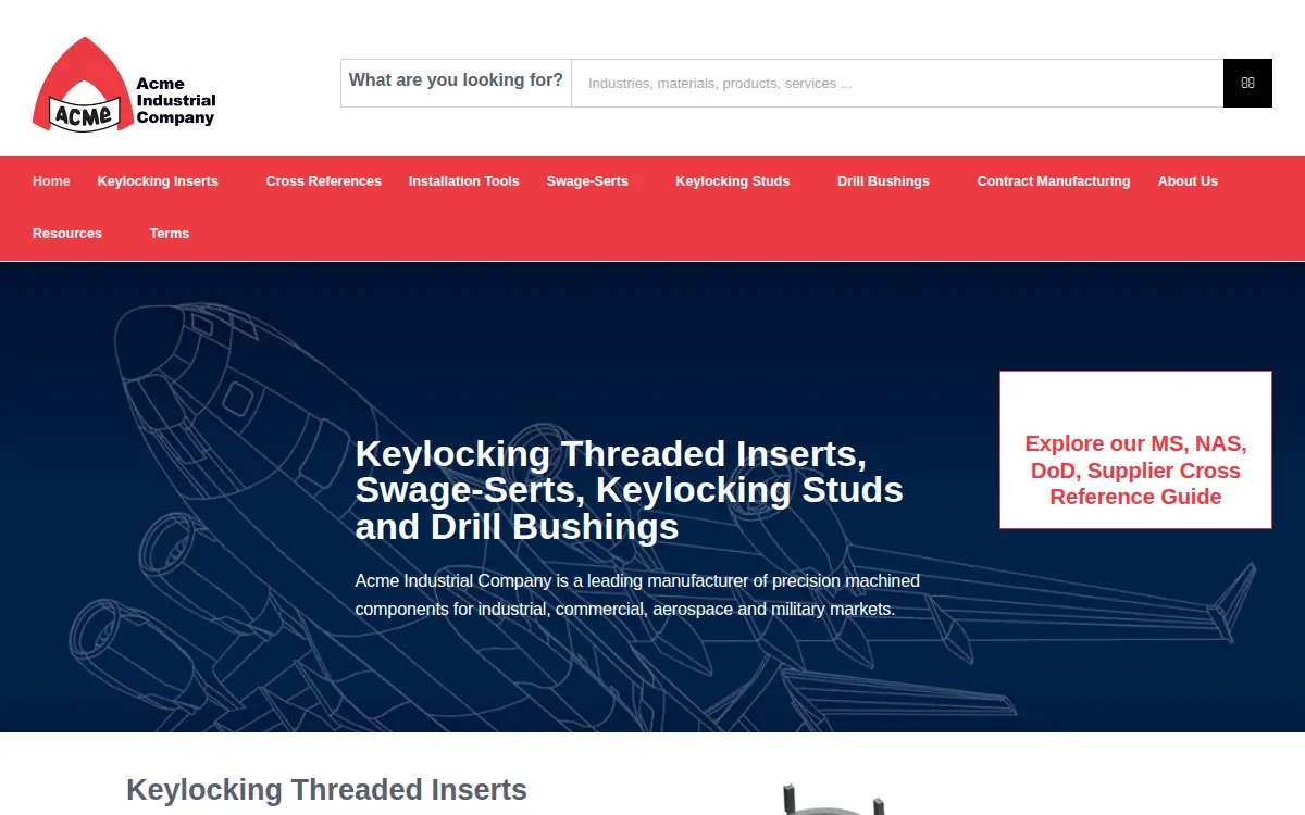 Homepage of Acme Industrial CO