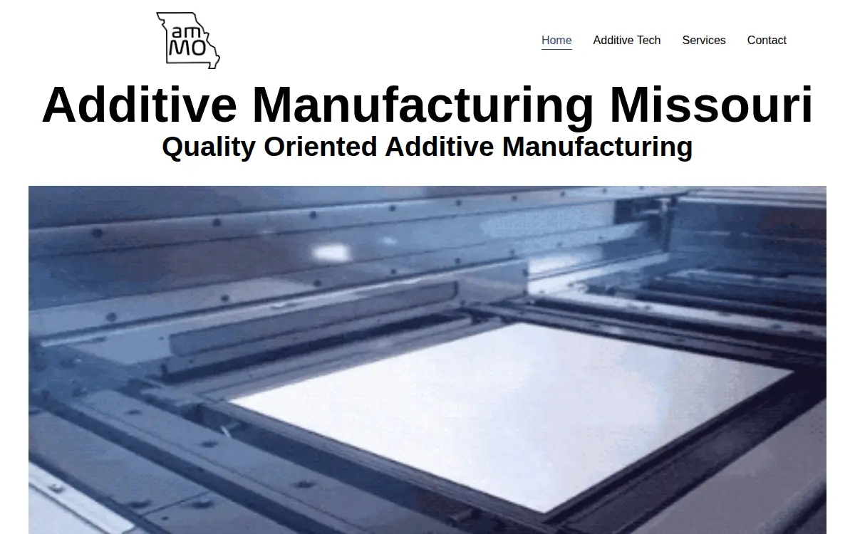 Homepage of Additive Manufacturing Missouri LLC