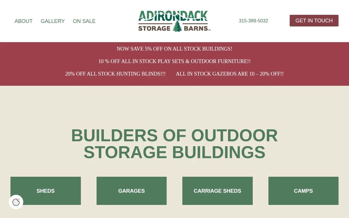 Homepage of Adirondack Storage Barns