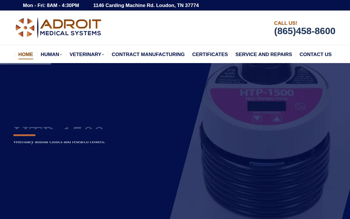 Homepage of Adroit Medical Systems, INC.