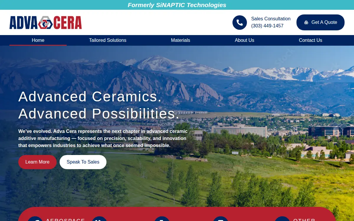 Homepage of Adva Cera, LLC