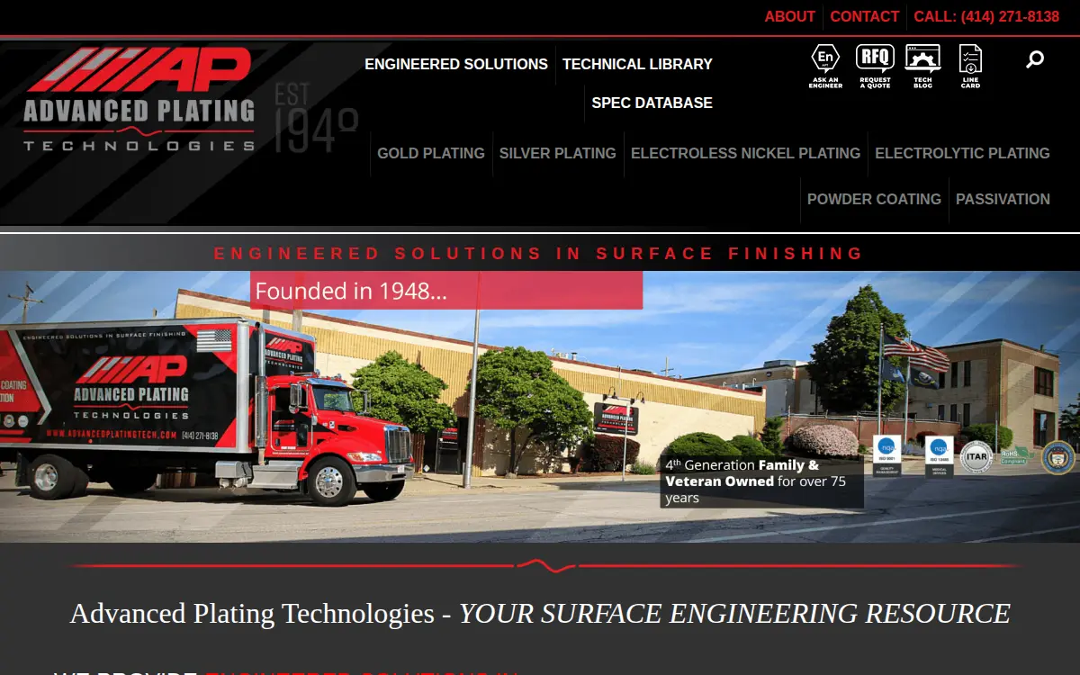 Homepage of Artistic Plating Co., INC