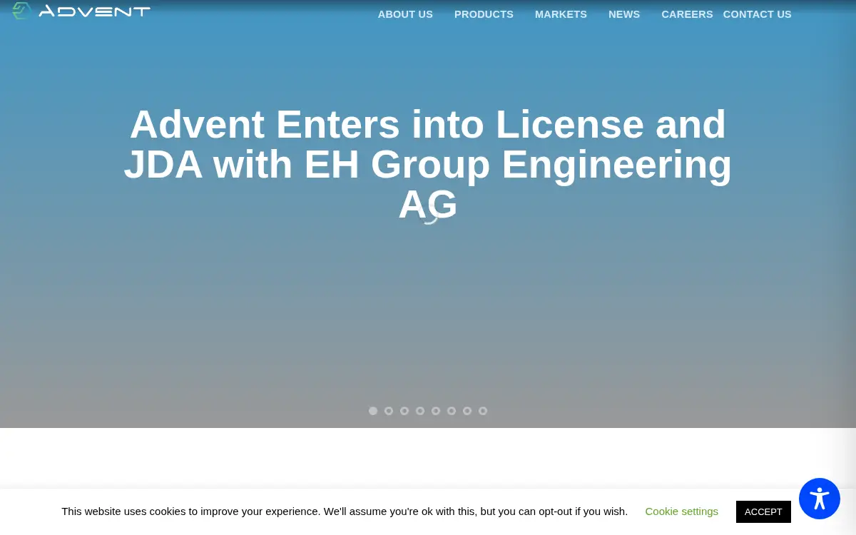 Homepage of Advent Technologies, LLC
