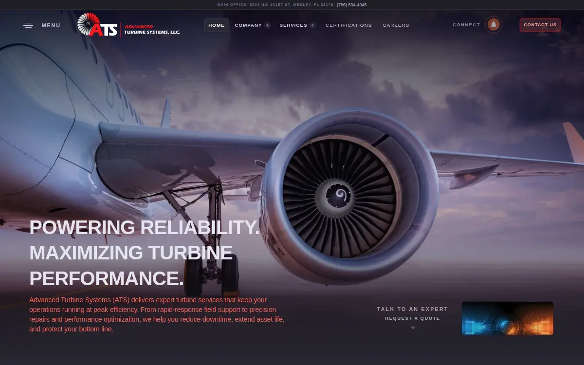 Homepage of Advanced Turbine Systems LLC