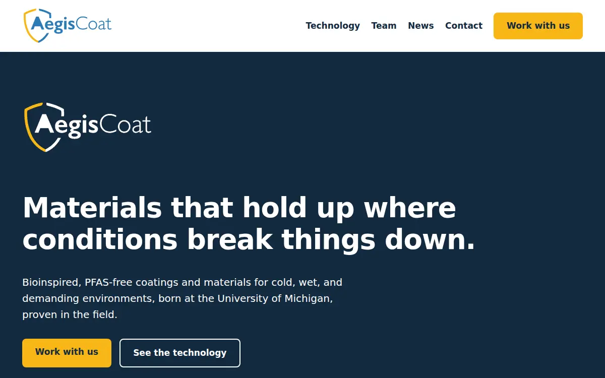 Homepage of Aegiscoat INC.