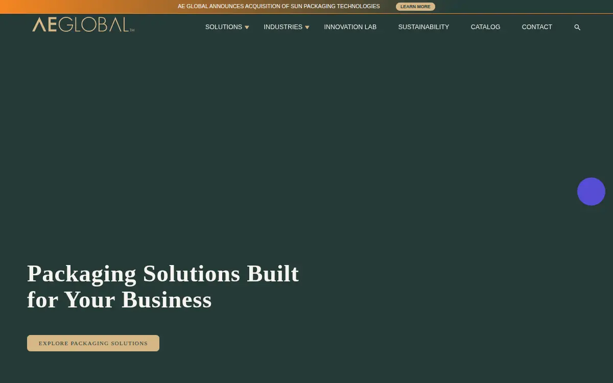 Homepage of Jam Packaging LLC