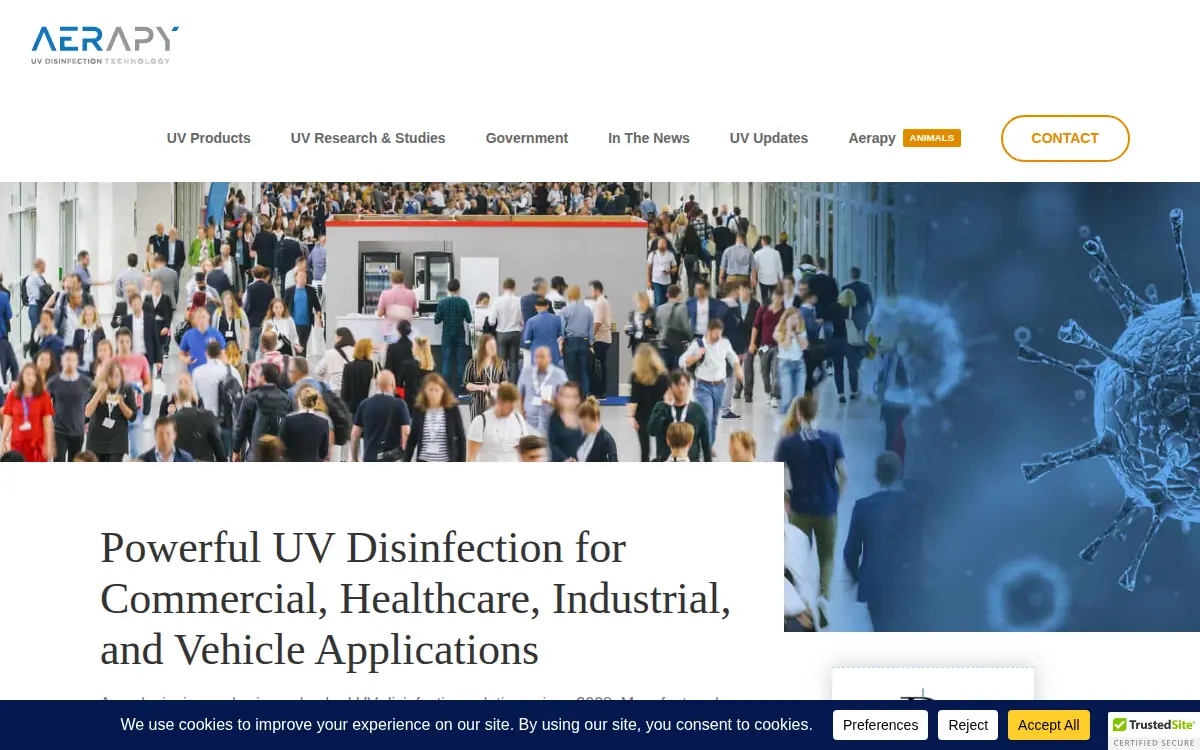 Homepage of Aerapy, LLC