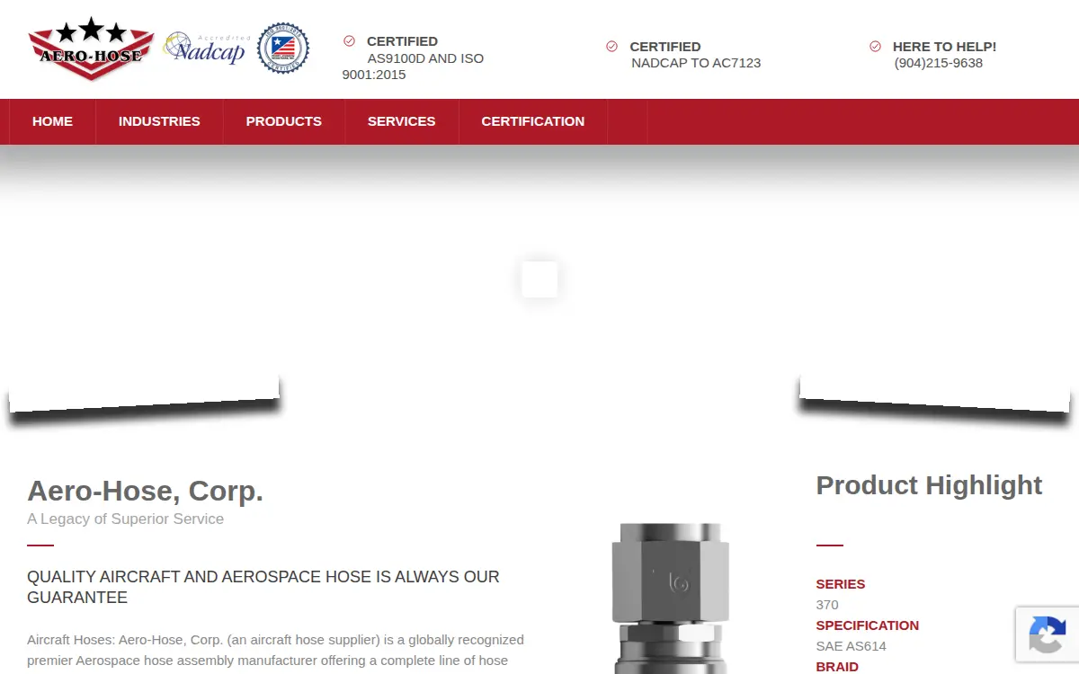 Homepage of Aero-hose CORP