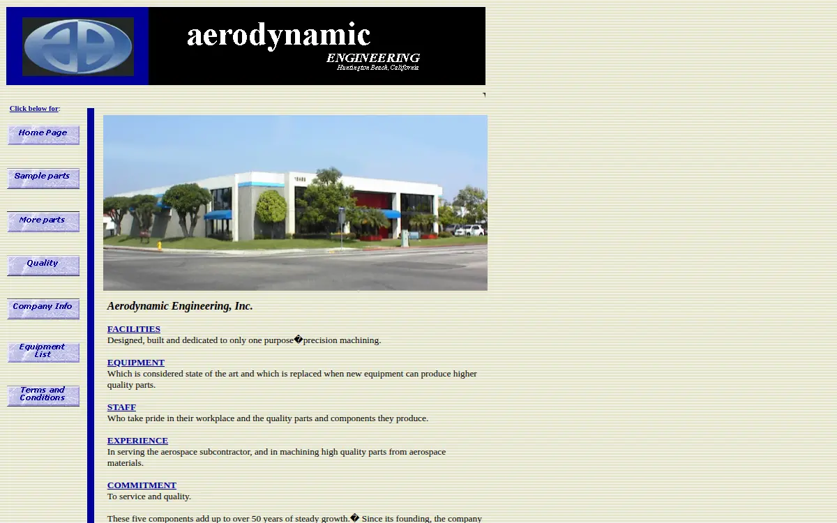 Homepage of Aerodynamic Engineering INC