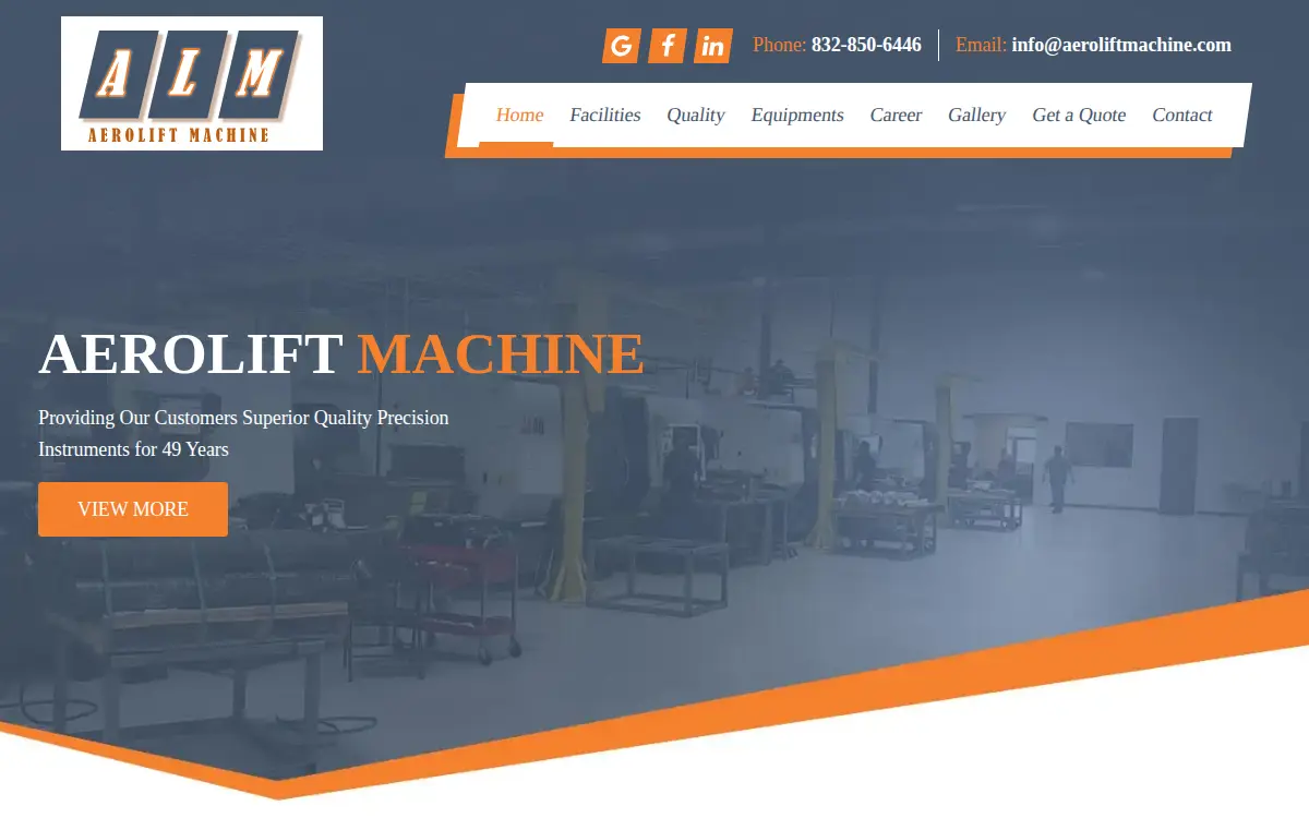 Homepage of Aero Lift Machine LLC