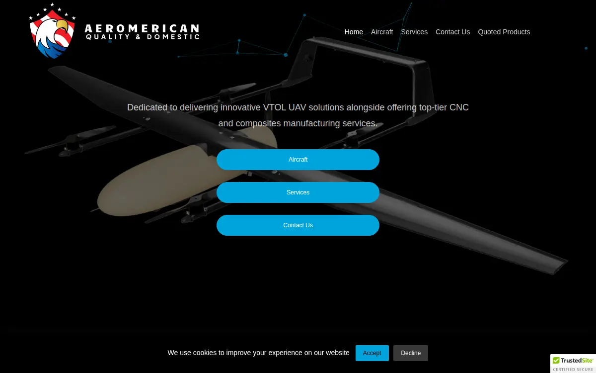 Homepage of Aeromerican, LLC