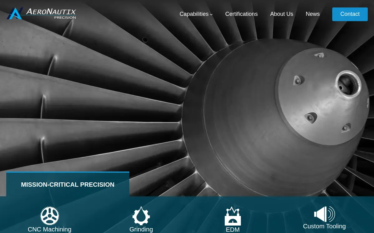 Homepage of Aeronautix Precision, LLC
