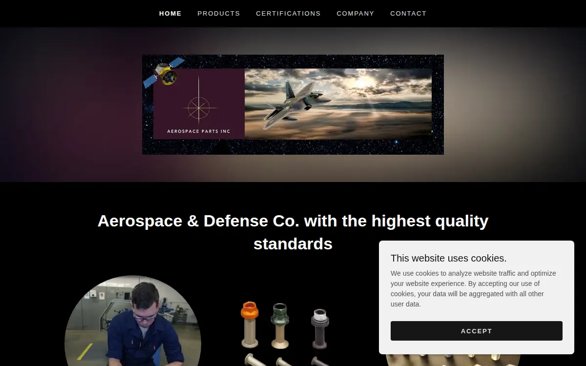 Homepage of Aerospace Parts, INC.