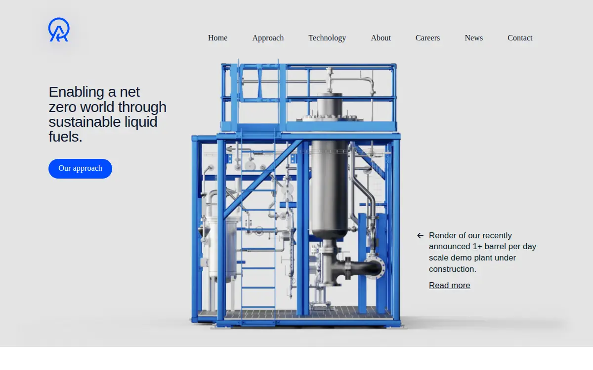 Homepage of Aether Fuels INC.
