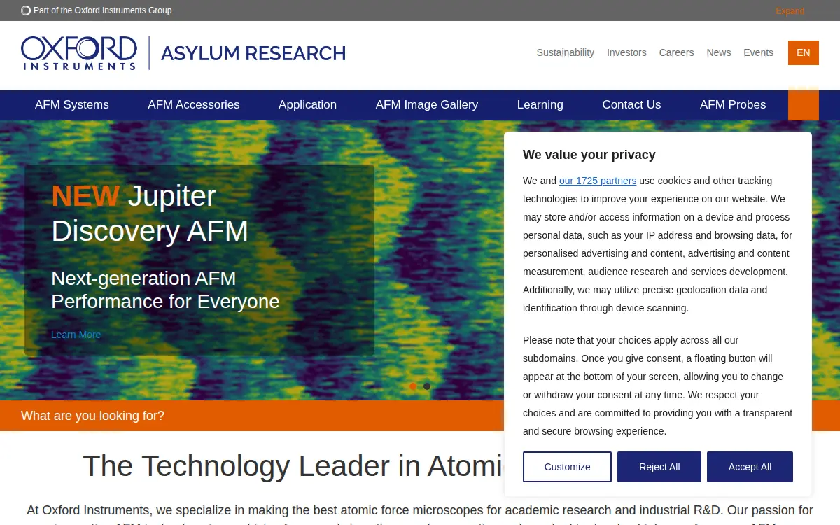 Homepage of Oxford Instruments Asylum Research, INC.