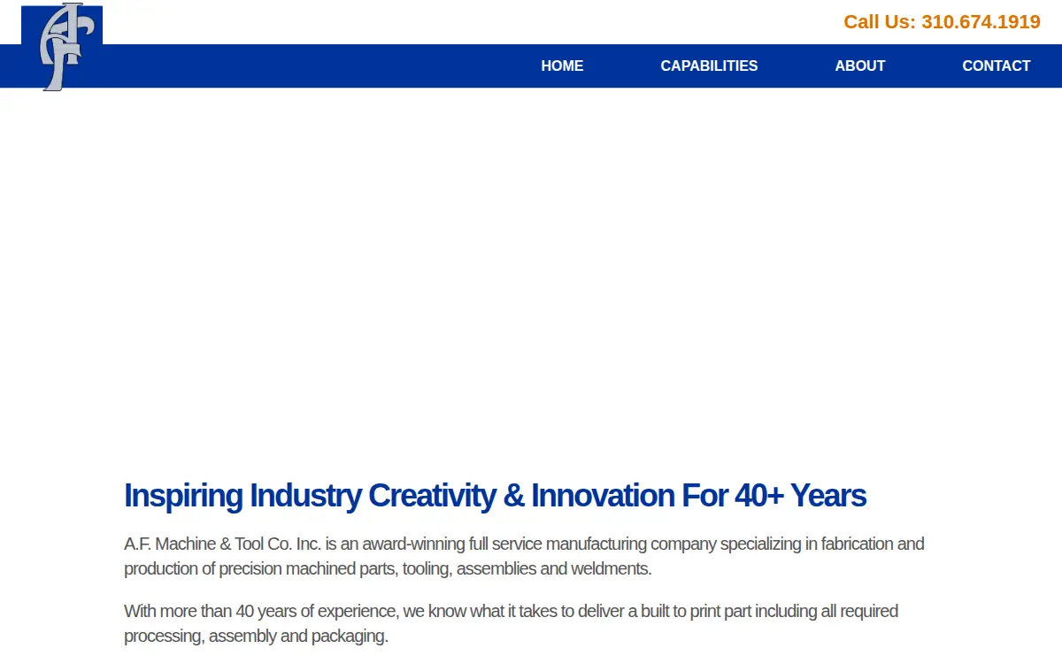 Homepage of A. F. Machine & Tool Co., INC.