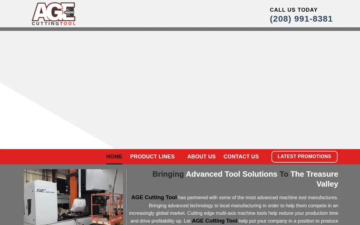 Homepage of Age Cutting Tool LLC