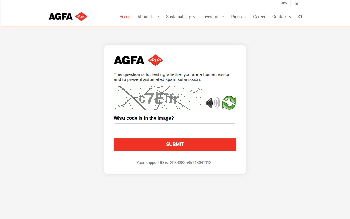 Homepage of Agfa Corporation